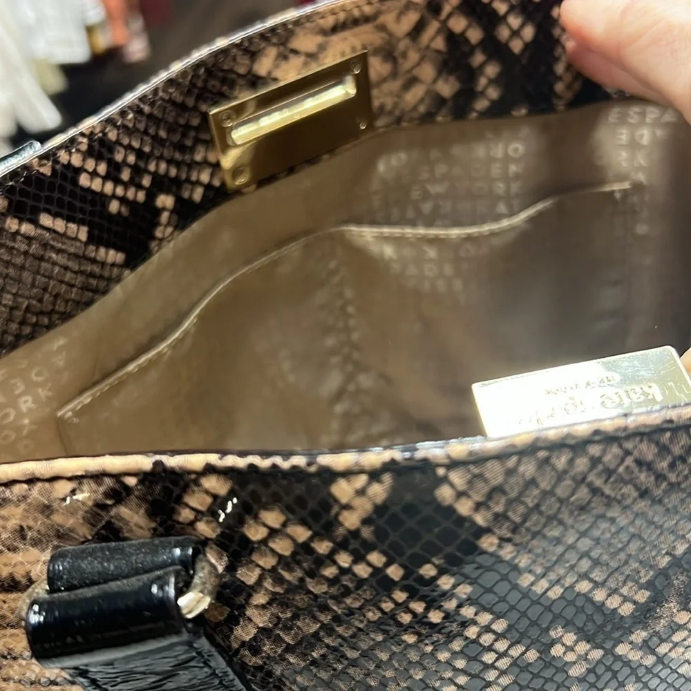 Kate Spade Millenium Park Pacey Python Tote Handbag Brown and Black